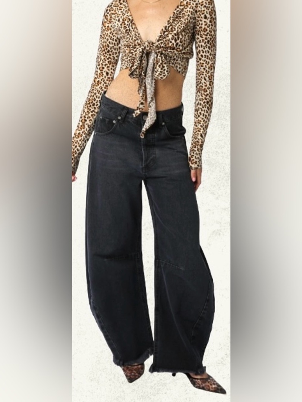 Oliviaceous Black Washed Barrel Jeans